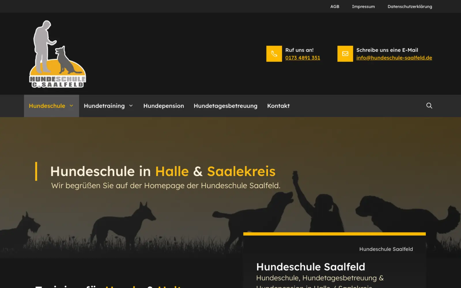 Echtes Kundenprojekt: Website der Hundeschule Saalfeld, von Wender Media gestaltet und suchmaschinenoptimiert